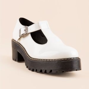 Madden Girl Hollyy Loafer shoes Mary Jane lug sole vegan leather white black